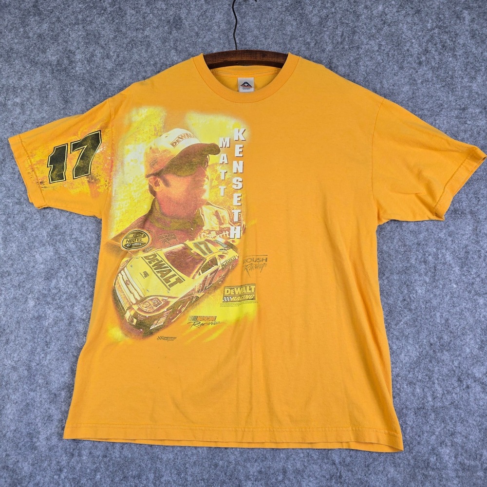 Vintage Matt Kenseth NASCAR T-Shirt DeWalt Racing #17 Yellow Mens XL AAA Alstyle